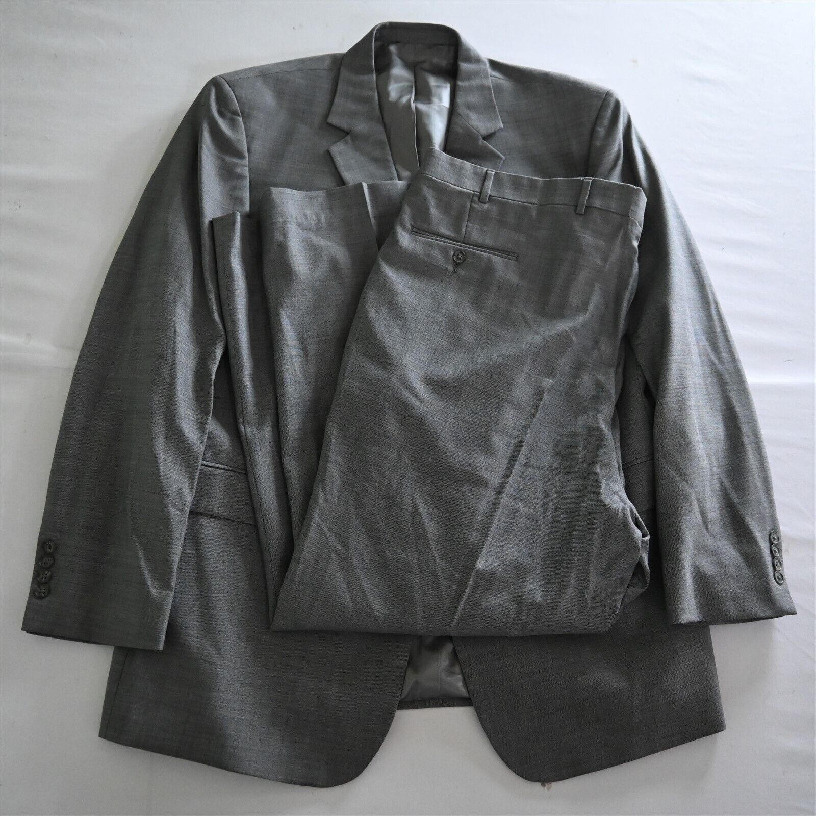 Stafford 46l 44x30 Gray Sharkskin Wool Mens Jacket Pants Suit